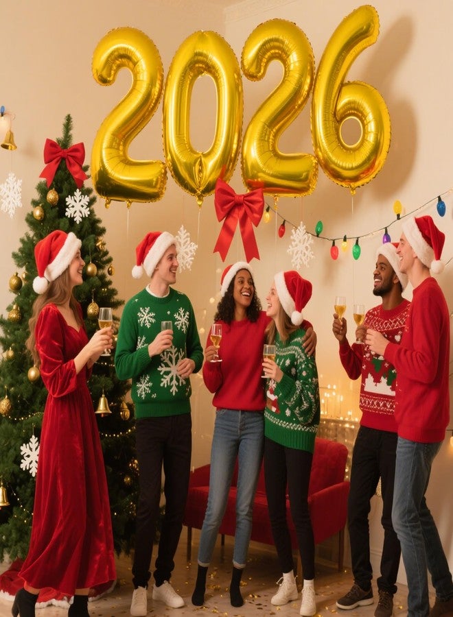 QIHOMPIB 2026 Gold Foil Numbers Balloons(40 Inch) Graduation Decorations Senior Class of 2026 Balloons Happy New Years Eve Party Supplies 20 26 Signs Props Birthday Anniversary Wedding Festival Ornament Decor - Image 5